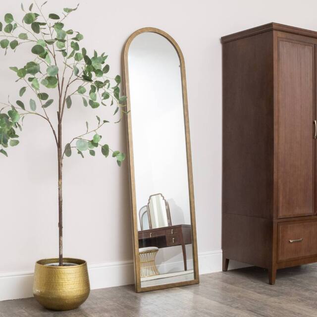 Melody Maison Large Bronze Framed Arched Wall & Leaner Mirror - 50cm X 180cm - Size: 50 cm X 180 cm - image 1