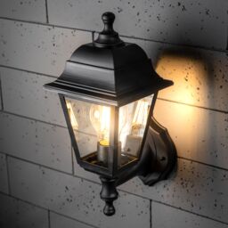 CGC Lighting Dahila Black Outdoor Wall Lantern Vintage Wall Light IP44 E27 Standard Screw Polycarbonate - thumbnail 2