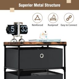 Gymax 4-tier Chest of Drawers With 4 Drawers Nightstand Storage Cabinet in Black - thumbnail 6