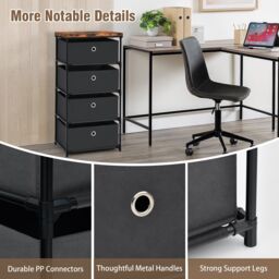 Gymax 4-tier Chest of Drawers With 4 Drawers Nightstand Storage Cabinet in Black - thumbnail 5