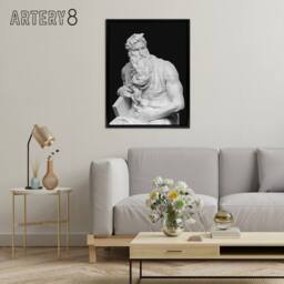 "Artery8 Moses Sculpture Statue Buonarroti Vintage Black Framed Canvas Wall Art - Size: W24"" x H32""" - thumbnail 3