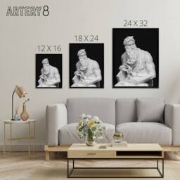 "Artery8 Moses Sculpture Statue Buonarroti Vintage Black Framed Canvas Wall Art - Size: W24"" x H32""" - thumbnail 4