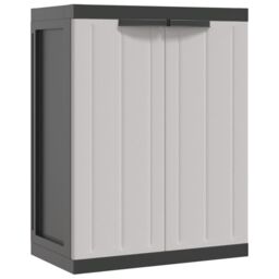 Berkfield Home Outdoor Storage Cabinet Grey & Black 65x37x85 cm PP - Size: 65 x 37 x 85 cm - thumbnail 2