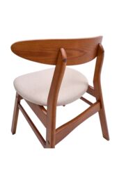 Living and Home 2 Pcs Wooden Frame Linen Dining Chair in Beige - thumbnail 6