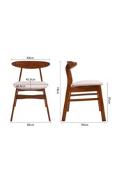 Living and Home 2 Pcs Wooden Frame Linen Dining Chair in Beige - thumbnail 2