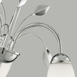 Lighting Collection 3Lt Ceiling SemiFlush Chrome White Glass Shade Ceiling Light in Silver - thumbnail 4