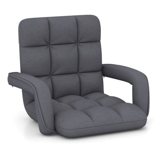 Gymax Floor Gaming Chair With 6-Position Adjustable Back Sofa Armchair in Grey - image 1