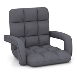 Gymax Floor Gaming Chair With 6-Position Adjustable Back Sofa Armchair in Grey - thumbnail 1