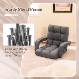 Gymax Floor Gaming Chair With 6-Position Adjustable Back Sofa Armchair in Grey - thumbnail 6