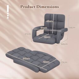 Gymax Floor Gaming Chair With 6-Position Adjustable Back Sofa Armchair in Grey - thumbnail 2