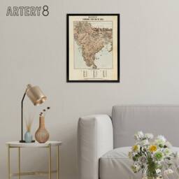 "Artery8 Magnus 1857 Vintage Panoramic Map Of India Framed Canvas Wall Art Print in Beige - Size: W24"" x H32""" - thumbnail 3
