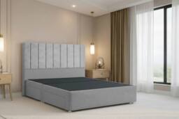"Chester & Oakley Lunar Plush Divan Bed Base 4 Drawers - 54"" Headboard in Silver - Size: Small Double" - thumbnail 3