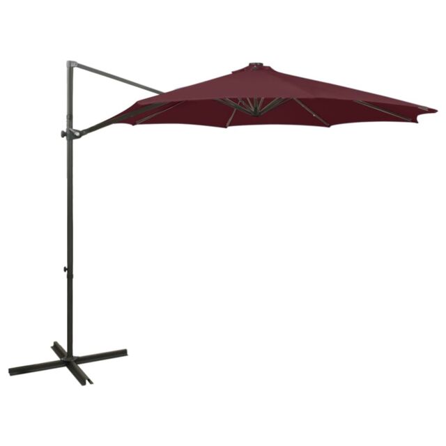 Berkfield Home Cantilever Umbrella with Pole & LED Lights Bordeaux Red 300 cm - image 1