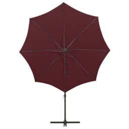 Berkfield Home Cantilever Umbrella with Pole & LED Lights Bordeaux Red 300 cm - thumbnail 6