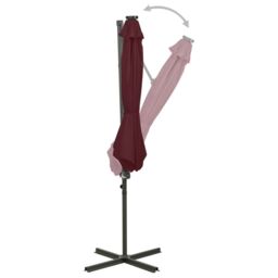 Berkfield Home Cantilever Umbrella with Pole & LED Lights Bordeaux Red 300 cm - thumbnail 3