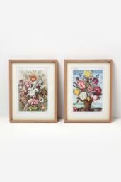 Homescapes Original Wall Decoration Botanical Flowers Set of Decorative Frames in Natural