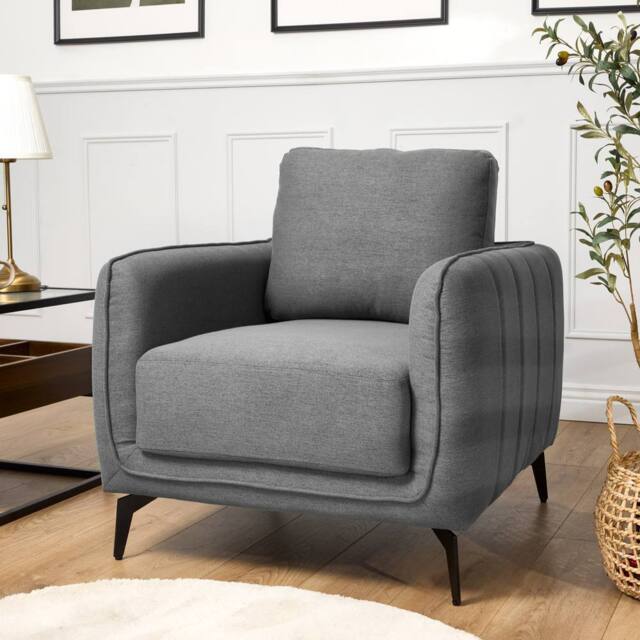 Bravich LTD Brixton Armchair - Modern Fabric Accent Chair with Steel Legs in Grey - image 1