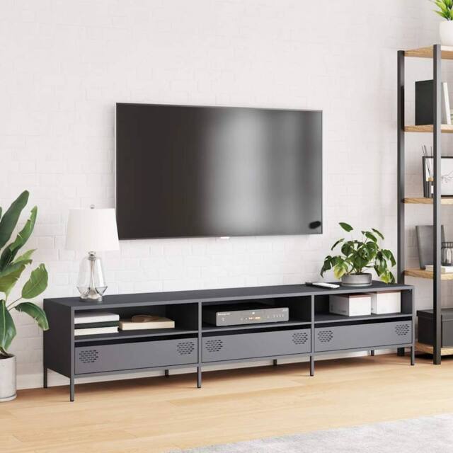 Berkfield Home TV Cabinet Anthracite 202x39x43.5 cm Cold-rolled Steel in Dark Grey - image 1