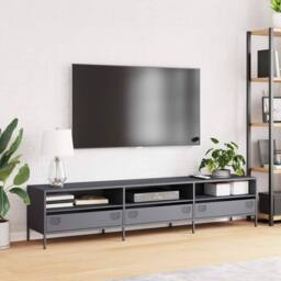 Berkfield Home TV Cabinet Anthracite 202x39x43.5 cm Cold-rolled Steel in Dark Grey - thumbnail 1