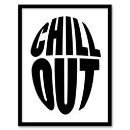 Artery8 Chill Out Fun Bold Simple Typography Design Framed Wall Art Print in White - Size: A4 - thumbnail 1