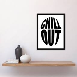 Artery8 Chill Out Fun Bold Simple Typography Design Framed Wall Art Print in White - Size: A4 - thumbnail 4
