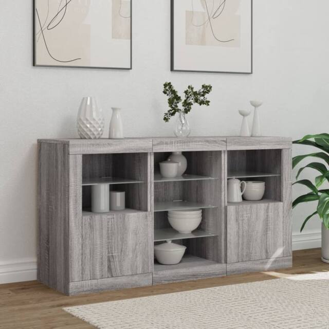 Berkfield Home Sideboard with LED Lights Grey Sonoma 123x37x67 cm - Size: 123 x 37 x 67 cm - image 1