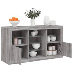 Berkfield Home Sideboard with LED Lights Grey Sonoma 123x37x67 cm - Size: 123 x 37 x 67 cm - thumbnail 2