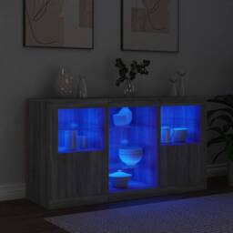 Berkfield Home Sideboard with LED Lights Grey Sonoma 123x37x67 cm - Size: 123 x 37 x 67 cm - thumbnail 4
