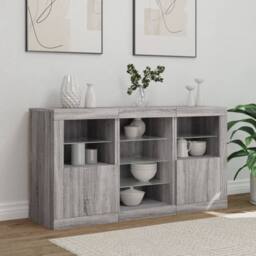 Berkfield Home Sideboard with LED Lights Grey Sonoma 123x37x67 cm - Size: 123 x 37 x 67 cm - thumbnail 1