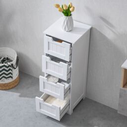 Home Discount Bath Vida Priano 4 Drawer Freestanding Unit Bathroom Storage in White - thumbnail 2