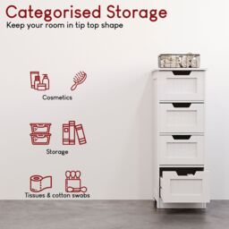 Home Discount Bath Vida Priano 4 Drawer Freestanding Unit Bathroom Storage in White - thumbnail 7