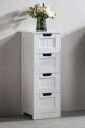 Home Discount Bath Vida Priano 4 Drawer Freestanding Unit Bathroom Storage in White