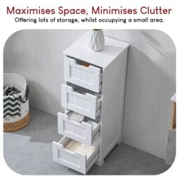 Home Discount Bath Vida Priano 4 Drawer Freestanding Unit Bathroom Storage in White - thumbnail 6