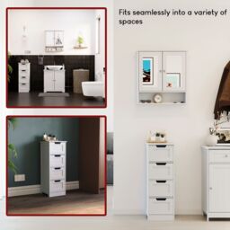 Home Discount Bath Vida Priano 4 Drawer Freestanding Unit Bathroom Storage in White - thumbnail 8