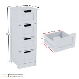 Home Discount Bath Vida Priano 4 Drawer Freestanding Unit Bathroom Storage in White - thumbnail 3