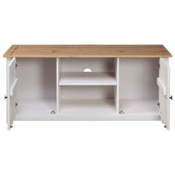 Berkfield Home TV Cabinet White 120x40x50 cm Solid Pine Wood Panama Range - Size: 120 x 40 x 50 cm - thumbnail 6