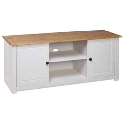 Berkfield Home TV Cabinet White 120x40x50 cm Solid Pine Wood Panama Range - Size: 120 x 40 x 50 cm - thumbnail 4