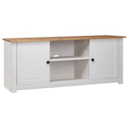 Berkfield Home TV Cabinet White 120x40x50 cm Solid Pine Wood Panama Range - Size: 120 x 40 x 50 cm - thumbnail 2