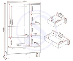 Seconique Leon 3 Door 2 Drawer Wardrobe in Natural - thumbnail 6