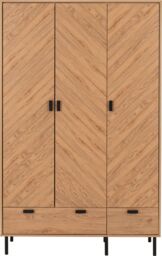 Seconique Leon 3 Door 2 Drawer Wardrobe in Natural - thumbnail 3