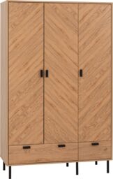 Seconique Leon 3 Door 2 Drawer Wardrobe in Natural - thumbnail 2