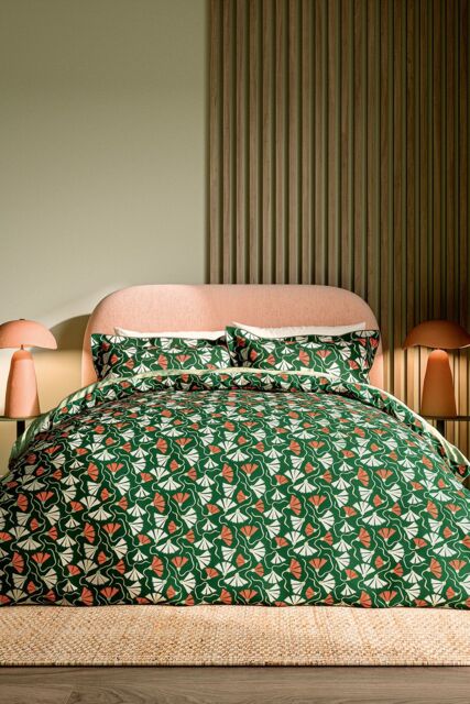 Scion 'Fan Floral' Cotton Duvet Cover Set in Green - Size: Single - image 1