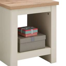 Nordara Side Lamp Table Oak Top Small End Bedside Nightstand Shelf Cream - thumbnail 6