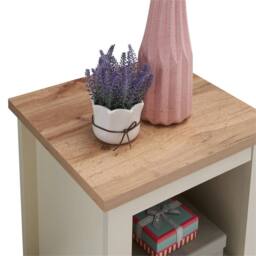 Nordara Side Lamp Table Oak Top Small End Bedside Nightstand Shelf Cream - thumbnail 5