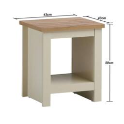 Nordara Side Lamp Table Oak Top Small End Bedside Nightstand Shelf Cream - thumbnail 2