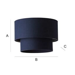 ValueLights Jodie Linen Two Tier Easy Fit Drum Ceiling Pendant Light Lamp Shade in Navy - thumbnail 6