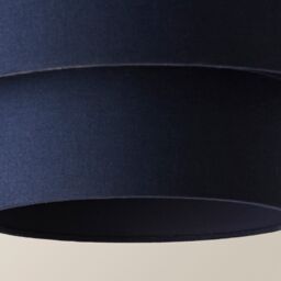 ValueLights Jodie Linen Two Tier Easy Fit Drum Ceiling Pendant Light Lamp Shade in Navy - thumbnail 4