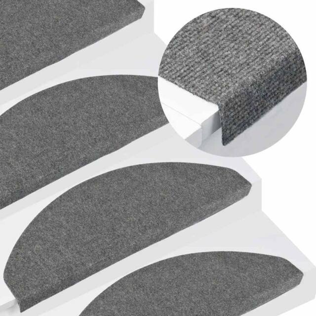 Berkfield Home Stair Mats Self-adhesive 15 pcs 65x22.5x3.5 cm Grey - Size: Medium - image 1