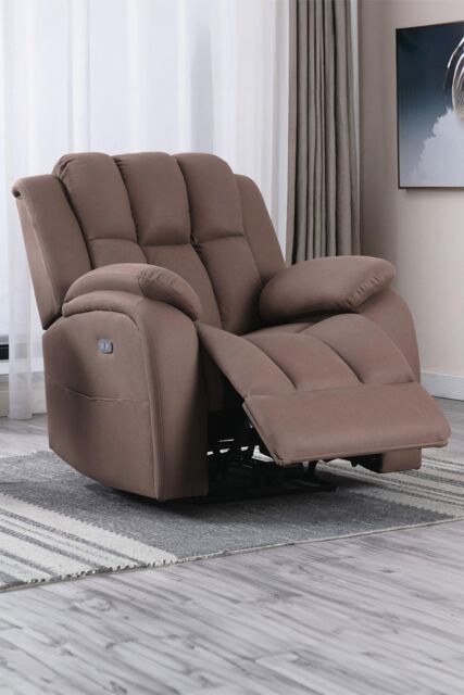 More4Homes Brookline Electric Technology Fabric Auto Recliner USB Lounge Chair in Light Brown - image 1