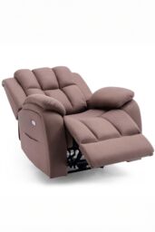 More4Homes Brookline Electric Technology Fabric Auto Recliner USB Lounge Chair in Light Brown - thumbnail 3